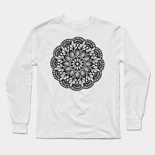 Monochrome Flower Mandala Long Sleeve T-Shirt